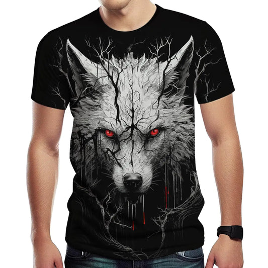 Girren Mens Novelty Wolf Graphic T-Shirt