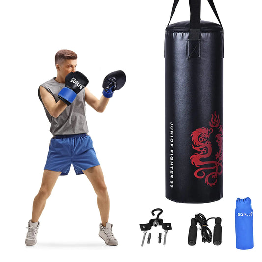 Goplus Punching Bag Set with Gloves 22LBS/ 40LBS Filled Kick Boxing Bag Rucksack Jump Rope Firm Hook Heavy Bag for Kids Youth Adults MMA Training Muay Thai Krav MAGA Taekwondo Karate